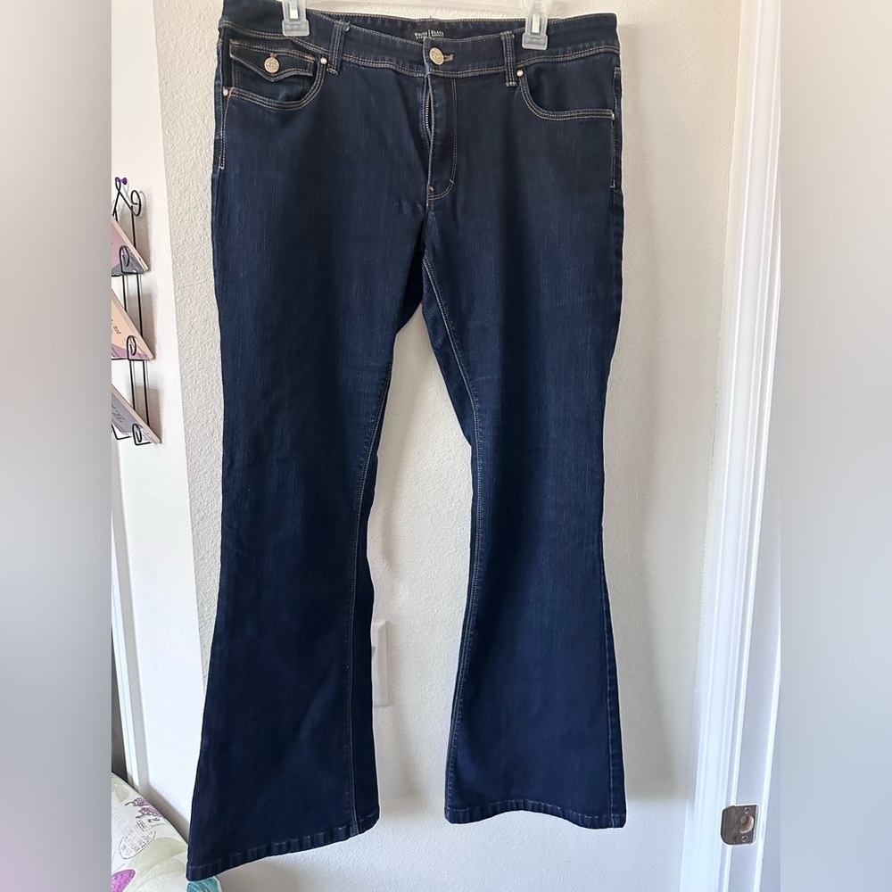 White House Black Market Flare Blue Jeans size 12S EUC
